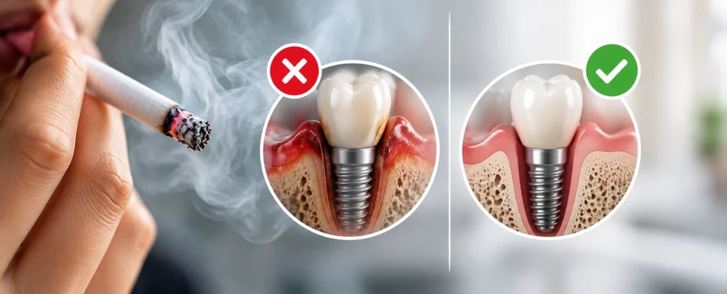 smoking vs healthy dental implants